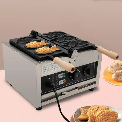Vista 10 de Máquina para hacer gofres, 12 cavidades en forma de pez, para aperitivos y postres saludables, máquina de panqueques antiadherente de doble cara