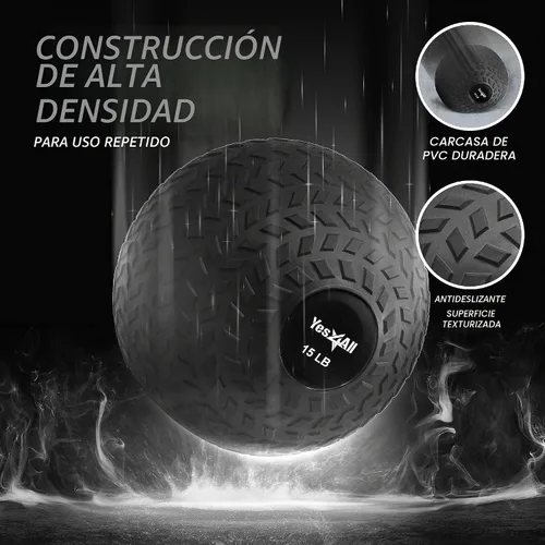 Vista 3 de Yes4All - Pelota de golpe rellena de arena para entrenamiento de fuerza Negro