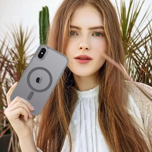 Vista 1148 de Anuck - Funda magnética para iPhone 11 compatible con MagSafe, carcasa trasera mate translúcida dura, borde de TPU, delgada, resistente a impactos