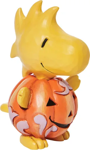Vista 3 de Enesco Peanuts by Jim Shore Colección de Halloween Woodstock vestido como una calabaza en miniatura, resina hecha a mano, pintada a mano