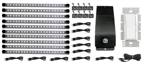 Vista 3 de Kit de luz de cocina LED de 12V con cableado directo Inspired LED 10 paneles Sistema LED regulable incluido Blanco frío 6000K Paneles