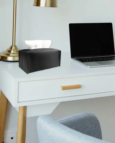 Vista 3 de Cubierta de Caja de Paños Grande Rectangular – Soporte de Caja de Paños Rectangular de Tamaño Plus con Cinturón Inferior [JESMINI, Negro] Soporte