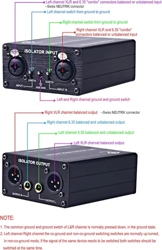 Vista 3 de Transformador de eliminación XRL/6.35/TRS / 1/4 TS Aislamiento de audio Detener el zumbido o zumbido no deseado de los sistemas de sonido y PA