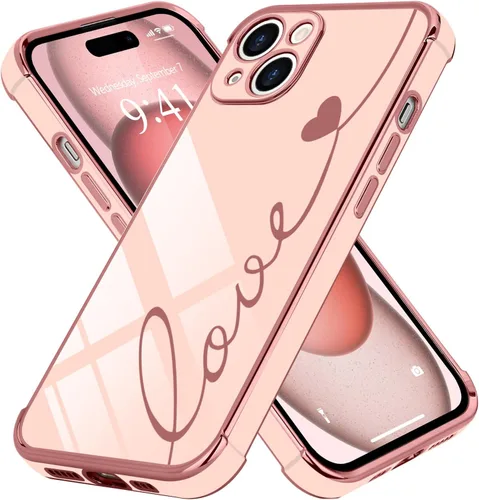 Vista 19 de LCHULLE Funda compatible con iPhone 12 para mujeres y niñas, bonito diseño de corazón de amor con enchapado de lujo, cubierta de TPU suave a prueba