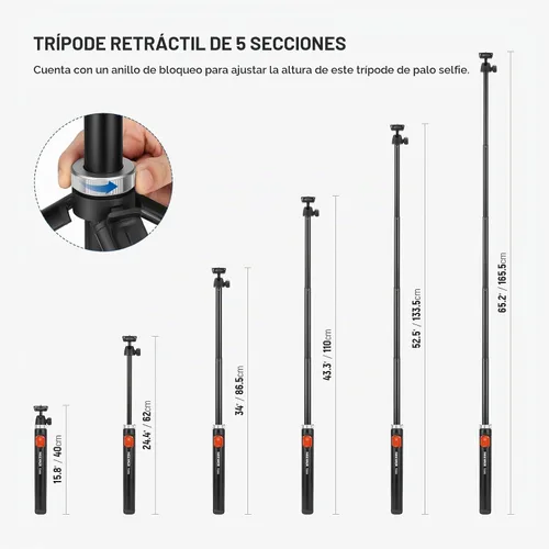 Vista 2 de NEEWER Trípode para teléfono celular y cámara con control remoto y soporte para teléfono compatible con iPhone GoPro Canon Sony DSLR, trípode de 160