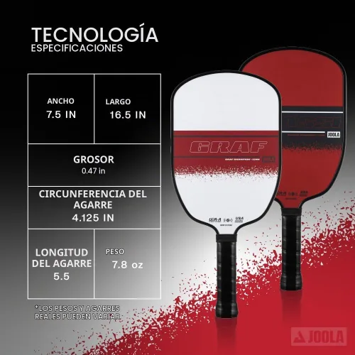 Vista 6 de Juego de JOOLA Agassi/GRAF Champion con palas de pickleball, bolas y bolsa con asa - Raqueta de pickleball arenizada - Forma Agassi con zona de Set