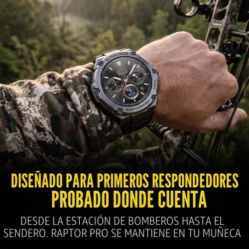 Vista 5 de Reloj inteligente ALPHAGEAR Raptor PRO para iPhone y Android, resistente, reloj inteligente (contestar/hacer llamadas), rastreador de bienestar