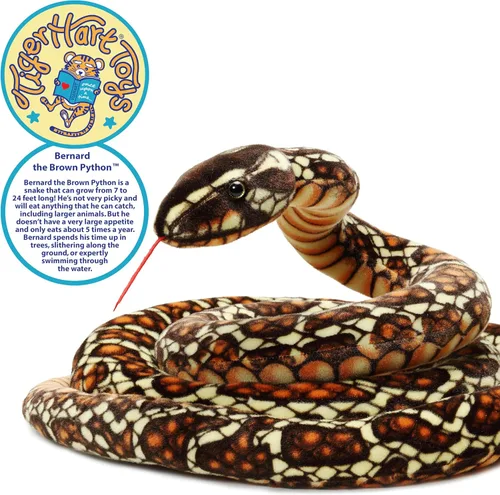 Vista 3 de TigerHart Bernard The Brown Python - Serpiente de peluche de 9 5 pies de largo
