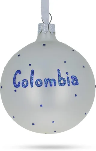 Vista 6 de Bandera de Colombia Bola de Vidrio Adorno de Navidad 3.25 Pulgadas