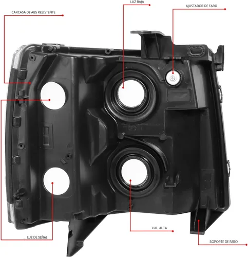 Vista 6 de DNA Motoring HL-OH-CSIL07-BK-CL1 Par de faros delanteros con carcasa negra compatibles con Silverado 1500 de 07-13 / Modelos Silverado 2500 3500 &