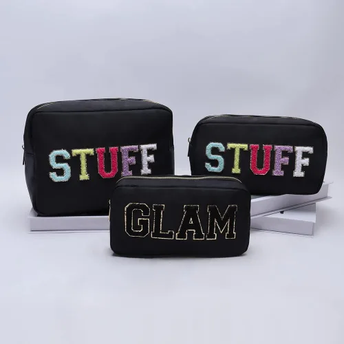 Vista 4 de YogoRun Bolsa de maquillaje de viaje para cosméticos, bolsa de maquillaje para mujereshombres, Black-Stuff, Moda
