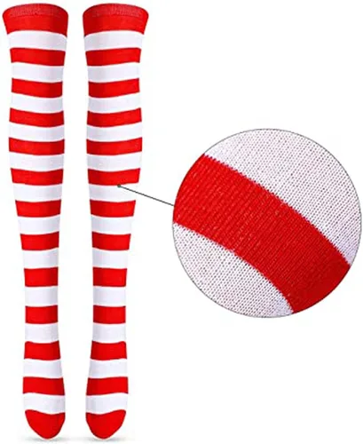 Vista 3 de Disfraz de cosplay de rayas rojas y blancas, disfraces de Halloween, sudadera divertida con gafas