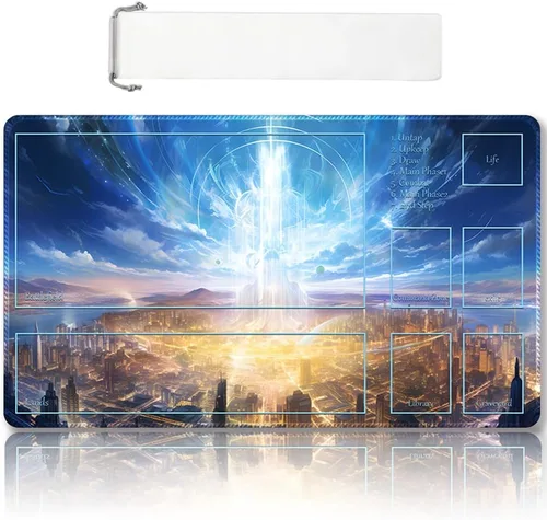 Vista 8 de Tapete de juego MTG cosido de alta calidad con zonas y parte trasera de goma antideslizante, tapete de juego TCG para MTG y otros juegos de cartas