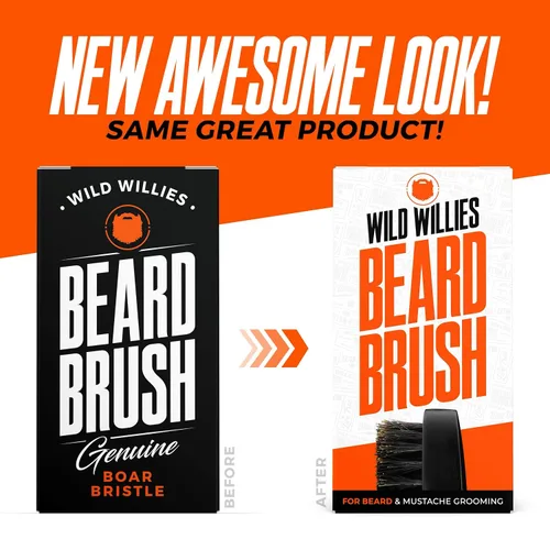 Vista 5 de Wild Willies - Kit de cepillo y bálsamo para barba de cerdas de jabalí, acondicionador sin enjuague Cerdas de jabalí auténticas, acondicionador