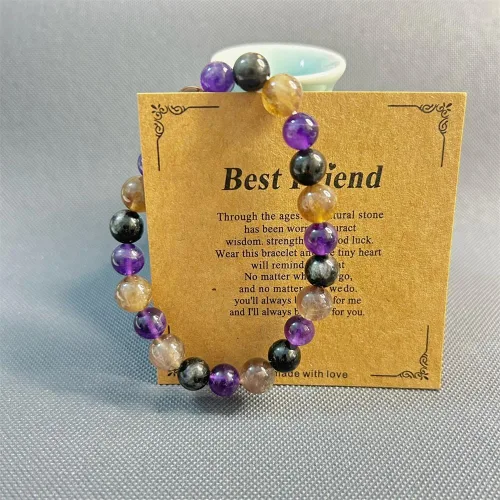 Vista 6 de Pulsera de cuentas redondas de piedra natural multi estilo pulsera de la suerte de múltiples estilos 0.315 in