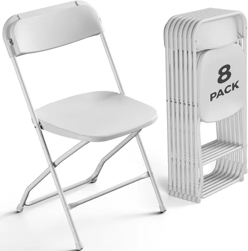 Vista 18 de Paquete de 2 sillas plegables de plástico negro, sillas plegables portátiles para exteriores con marco de acero, capacidad de 350 libras, sillas