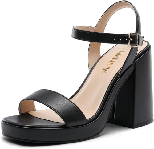 Vista 9 de DREAM PAIRS Sandalias de tacón para mujer con plataforma gruesa