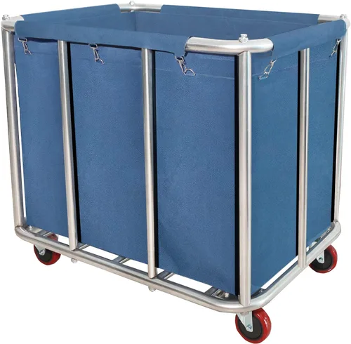 Vista 10 de Carrito de lavandería comercial grande de 11.35 Bushel con ruedas de 4 Beige - 11.35 Bushels - 8 Tubos