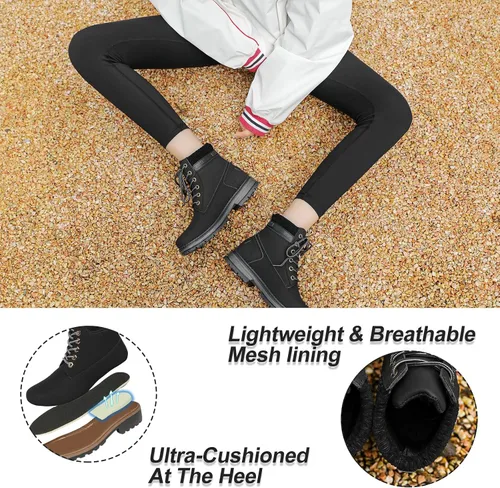 Vista 4 de Botas de trabajo para mujer, impermeables, con cordones, ligeras, cómodas