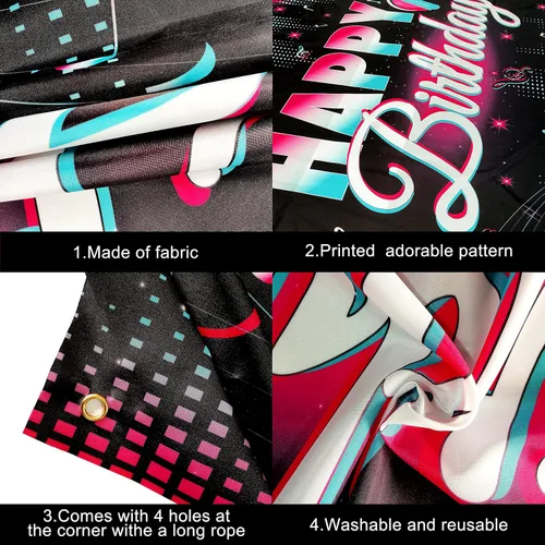Vista 3 de KatchOn, Xtralarge - Cartel de feliz cumpleaños de TIK Tok, 72 x 44 pulgadas, pancarta de TIK Tok para decoraciones de feliz cumpleaños de TIK Tok