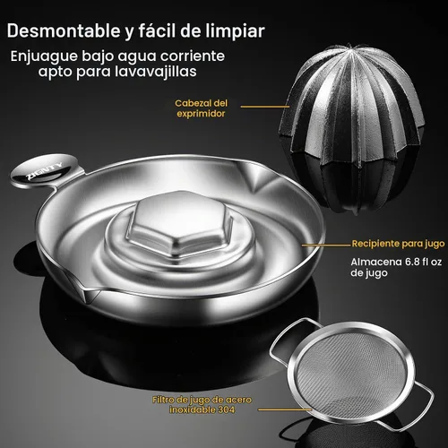 Vista 5 de Exprimidor de limón de acero inoxidable, exprimidor manual de cítricos resistente a mano, exprimidor de frutas de lima naranja de primera calidad