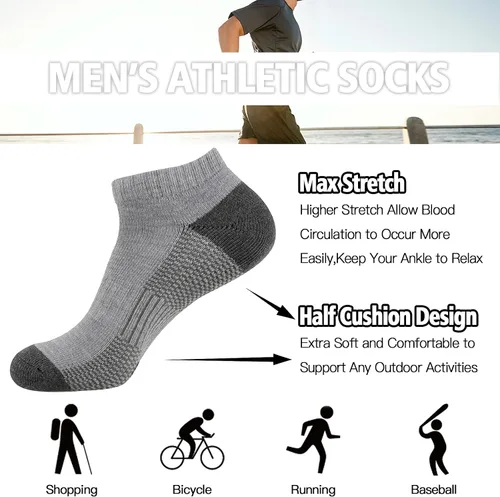 Vista 5 de COOVAN Paquete de 10 calcetines de corte bajo al tobillo para hombre calcetines casuales