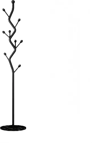 Vista 2 de Moderno perchero de metal con forma de árbol, árbol de pasillo de metal independiente con base de mármol resistente, organizador de entrada