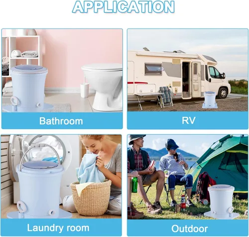 Vista 6 de Secadora de ropa manual portátil, mini giratoria, secadora compacta no eléctrica, secadora de lavandería para RV, camping, escuela, apartamento