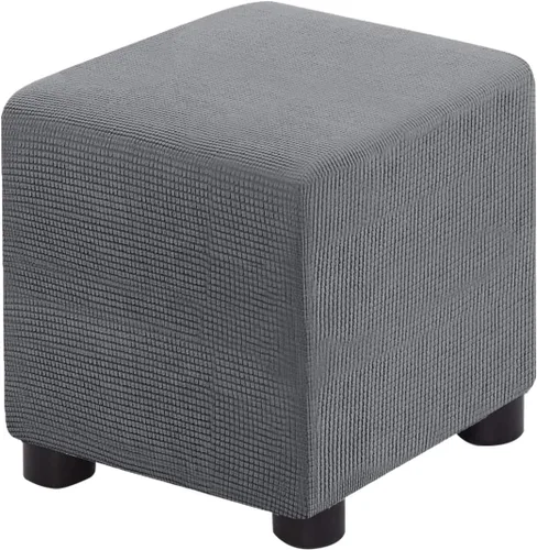 Vista 11 de Funda para Otomán Cuadrada Plegable de Almacenamiento Fundas para Otomán Jacquard Elásticas Cubo Reposapiés Fundas para Taburete ProZtector con Beige