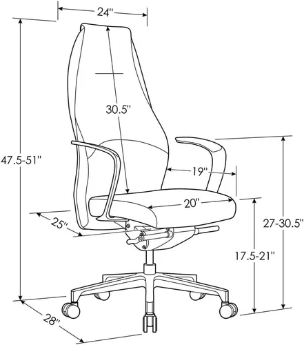 Vista 3 de ZURI Wrigley - Silla ejecutiva de cuero genuino con base de aluminio y respaldo alto, cuero blanco con acento negro