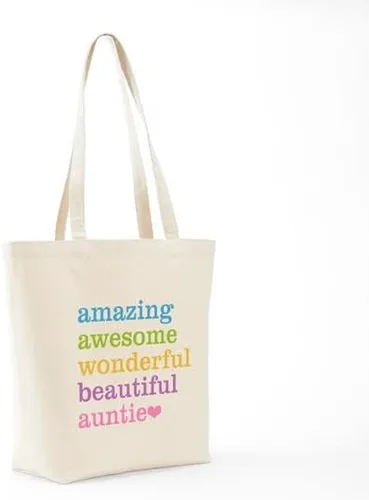 Vista 7 de CafePress Auntie Amazing Awesome - Bolsa de mano de lona natural bolsa de compras reutilizable