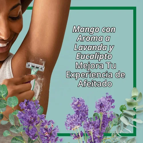 Vista 7 de BIC Soleil 3 Escape - Maquinillas de afeitar desechables para mujer, 3 cuchillas, afeitado cómodo, mango perfumado lavanda y eucalipto para mujer, 4