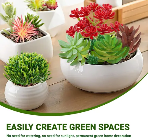 Vista 3 de QUOZUO Plantas suculentas artificiales, 16 plantas suculentas falsas para bricolaje, hogar, pared, jardín, oficina, fiesta, decoración colorida