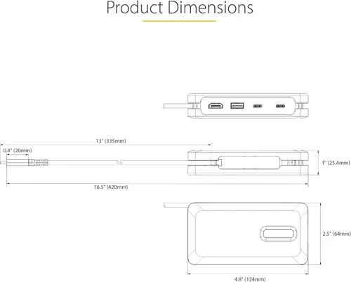 Vista 4 de StarTech Estación de acoplamiento USB-C para MacBook Pro M1 M2 M3 M4 y Windows, 4K 60Hz HDMI, HDR, USB 10Gbps Hub, carga de portátil de 100 W, GbE