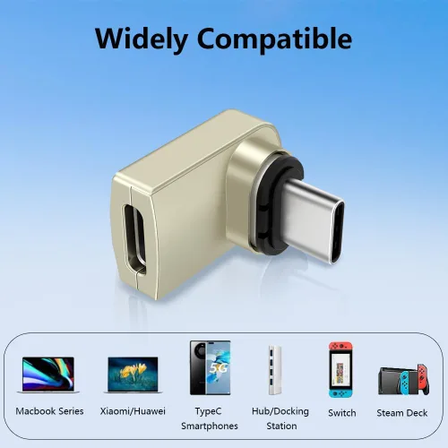 Vista 3 de Adaptador magnético USB C de 90 grados 40Gbps adaptador magnético USB C con USB4 8K 60Hz 140w carga rápida para MacBook Pro y la mayoría
