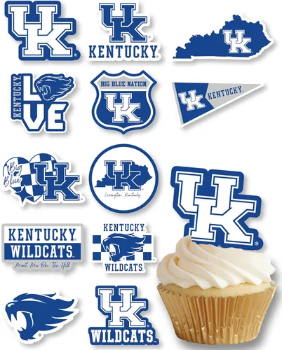 Vista 22 de Decoraciones para cupcakes de la Universidad de Alabama, suministros para fiestas de fútbol americano, cumpleaños, graduación (24 piezas)