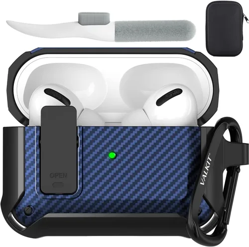 Vista 25 de Valkit Funda para Airpods Pro 2 con cerradura, funda militar de cuerpo completo para AirPod Pro rígida con llavero, funda para Airpods Pro de 2ª/1ª