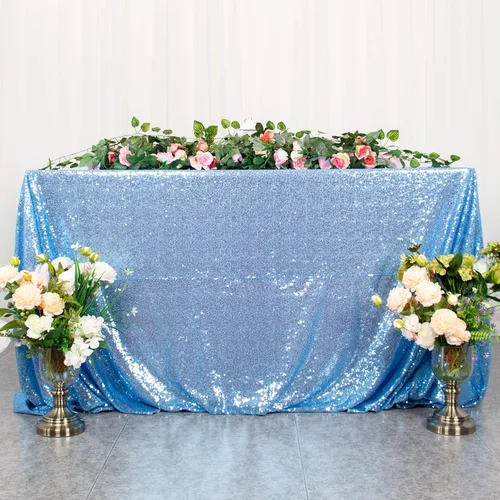 Vista 11 de ShinyBeauty Mantel de lentejuelas color azul bebé de 50 x 50 pulgadas, mantel cuadrado con purpurina azul claro, mantel de Acción de Gracias, 50 x