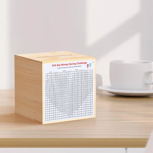 Vista 6 de Alcancía creativa para adultos con dinero real, caja de dinero de madera natural, solo puede salvar la alcancía que no se puede sacar