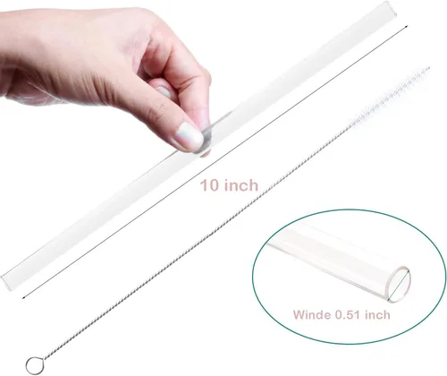 Vista 3 de Dakoufish Pajitas reutilizables para batidos de 10 pulgadas de largo, boca ancha, pajitas rectas de plástico para batidos de leche, juego de 6