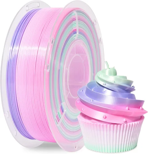 Vista 49 de Silk Rainbow 3D Printer Filament 1.75mm Multi-Color PLA Filament Fast Color Change Candy Color 3D Printing Filament, 1kg Spool Color caramelo
