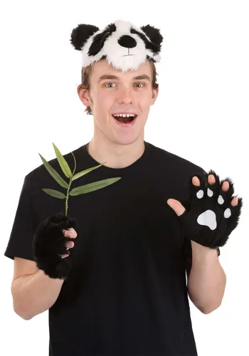 Vista 6 de Kit de disfraz con diadema peluda de panda y guantes Multicolor