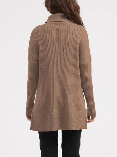 Vista 5 de LILLUSORY Suéter de cuello alto de gran tamaño para mujer 2023, suéter de punto acanalado de moda para otoño