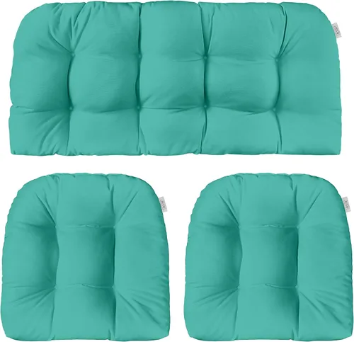 Vista 57 de RSH DECOR: Sunbrella - Juego de 3 cojines de mimbre copetudos 41 x 19 pulgadas y 19 x 19 pulgadas Fabricado con tela de rendimiento Sunbrella