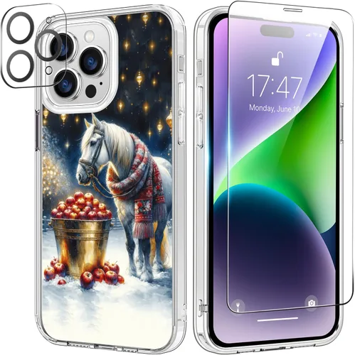 Vista 69 de bicol Funda para iPhone 14 Plus con Protector de Pantalla y Lente de Cámara - Diseños Florales de Moda para Mujeres y Niñas - Funda Transparente