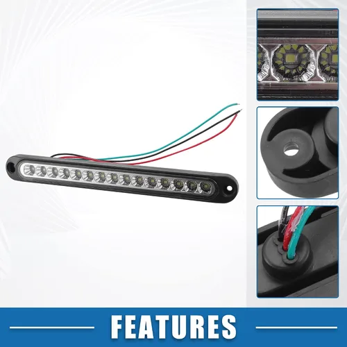 Vista 3 de 12V 24V 15 LED Remolque de coche Luz de identificación de señal de giro luz trasera tira blanca
