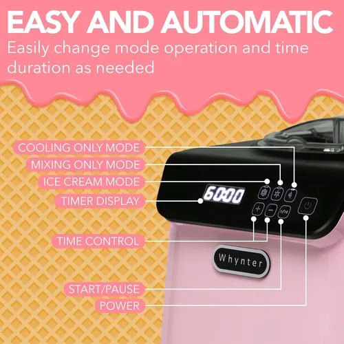 Vista 6 de Whynter Máquina automática vertical para helados, 1.28 cuartos de galón Negro/Rosa