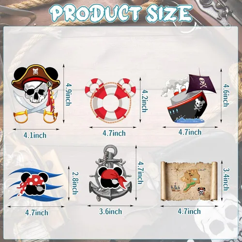 Vista 2 de JieyueJewelry 12 calcomanías magnéticas para puerta de crucero, capitán pirata, ratón, navegación marina, automóvil, crucero, puerta, decoración