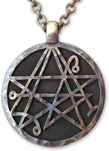 Vista 6 de Baldur Jewelry - Collar con colgante de pulpo de Lovecraft Cthulhu en plata de ley 925, símbolo amarillo, hecho a mano, amuleto de Necronomicum