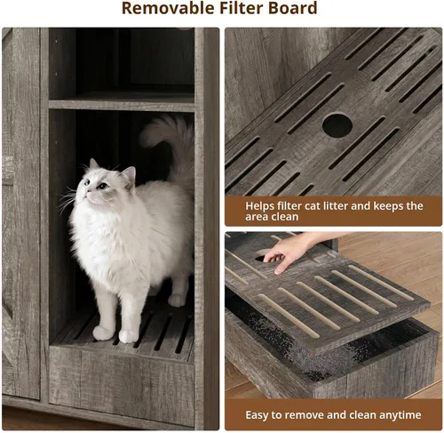 Vista 3 de VOWNER Caja de arena extragrande para gatos con colector de arena, color Gris